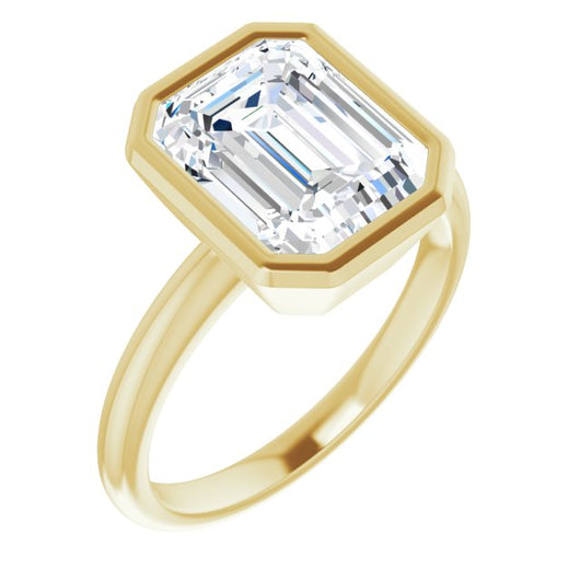 10K Yellow Gold Customizable Bezel-set Emerald/Radiant Cut Solitaire with Thin Band