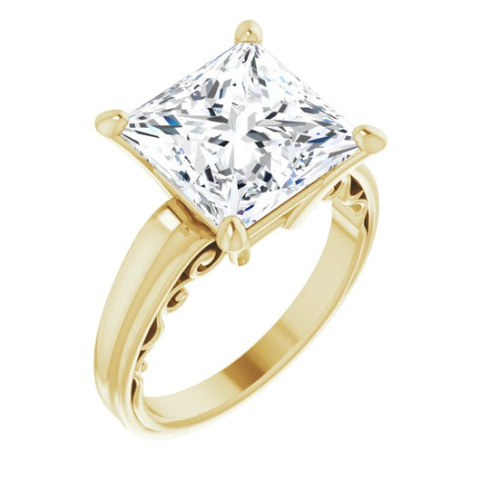 10K Yellow Gold Customizable Princess/Square Cut Solitaire