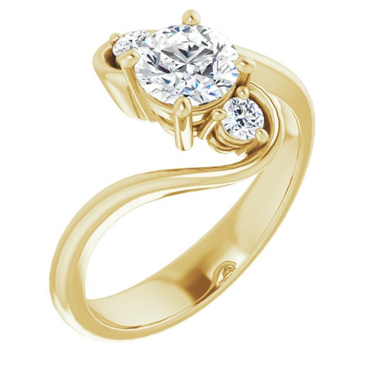 10K Yellow Gold Customizable 3-stone Round Cut Setting featuring Artisan Bypass