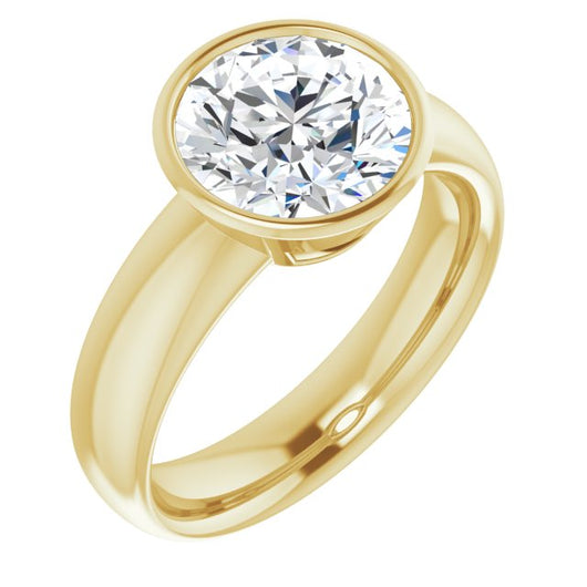 10K Yellow Gold Customizable Bezel-set Round Cut Solitaire with Wide Band