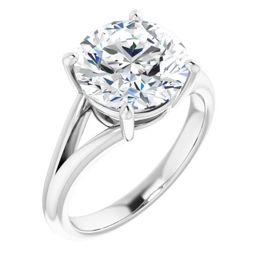 10K White Gold Customizable Round Cut Solitaire with Tapered Split Band