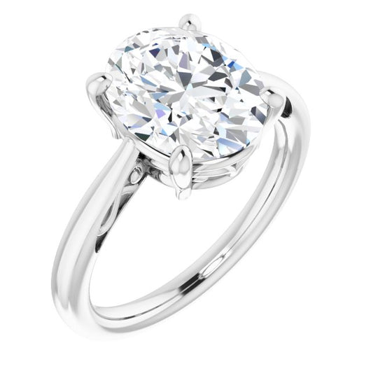 10K White Gold Customizable Oval Cut Solitaire with 'Incomplete' Decorations