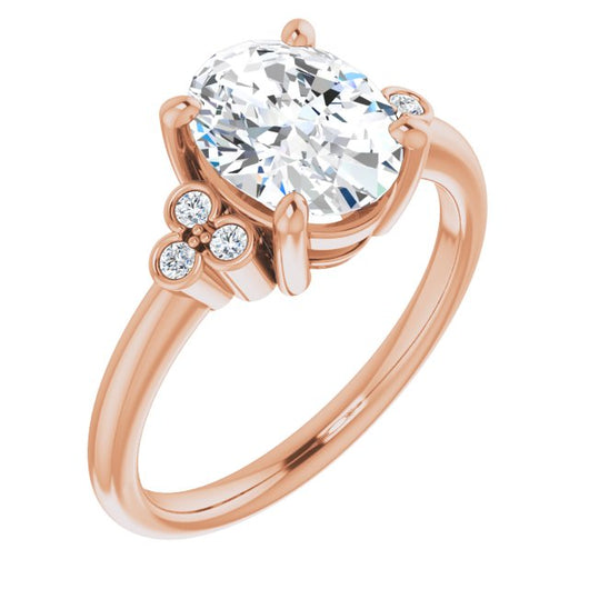 10K Rose Gold Customizable 7-stone Oval Cut Center with Round-Bezel Side Stones