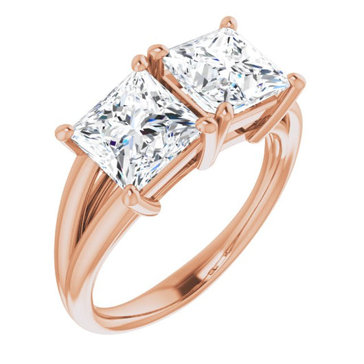 10K Rose Gold Customizable Two-Stone Princess/Square Cut with Split Band