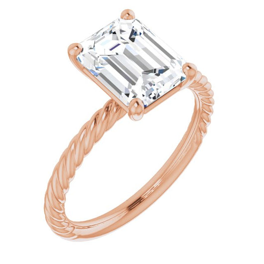 10K Rose Gold Customizable [[Cut] Cut Solitaire featuring Braided Rope Band