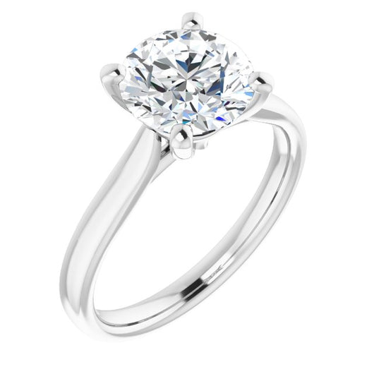 14K White Gold Customizable Cathedral-Prong Round Cut Solitaire