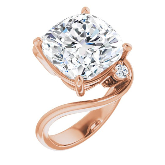 10K Rose Gold Customizable 3-stone Cushion Cut Setting featuring Artisan Bypass