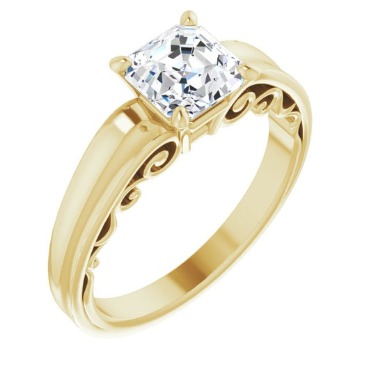 10K Yellow Gold Customizable Asscher Cut Solitaire