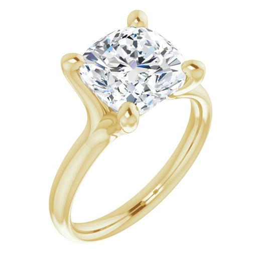 10K Yellow Gold Customizable Cushion Cut Fabulous Solitaire