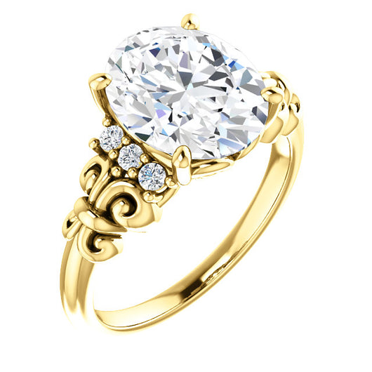 10K Yellow Gold Customizable 7-stone Oval Cut Design with Vertical Round-Channel Accents