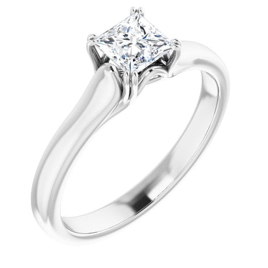 10K White Gold Customizable Princess/Square Cut Solitaire with Under-trellis Design