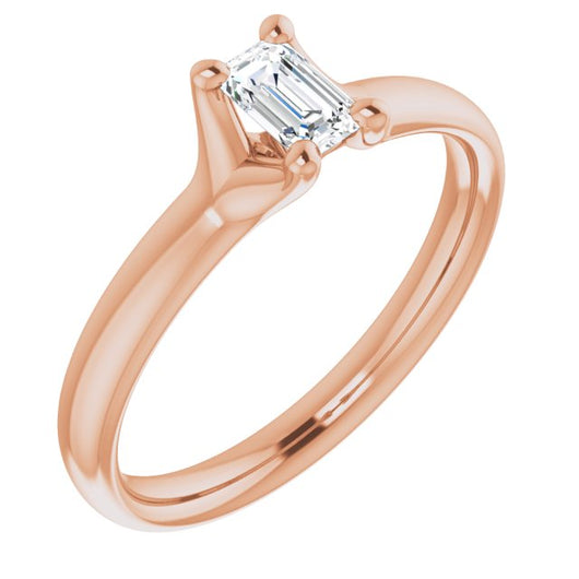 10K Rose Gold Customizable Emerald/Radiant Cut Fabulous Solitaire