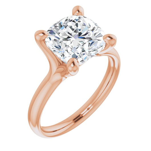 10K Rose Gold Customizable Cushion Cut Fabulous Solitaire