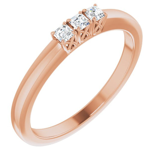 10K Rose Gold Customizable Triple Asscher Cut Design