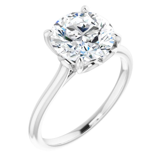 10K White Gold Customizable Cathedral-style Round Cut Solitaire with Decorative Heart Prong Basket