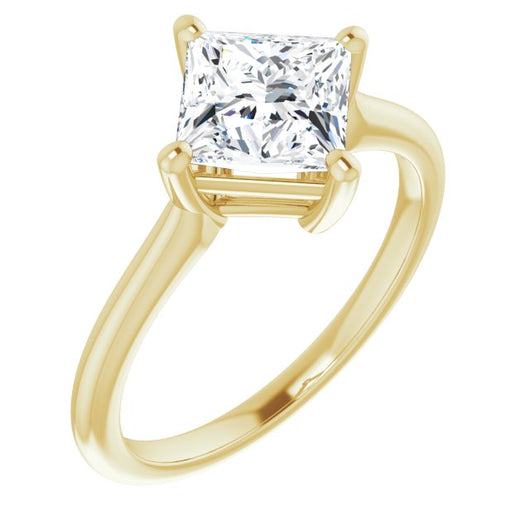 10K Yellow Gold Customizable Princess/Square Cut Solitaire with Raised Prong Basket