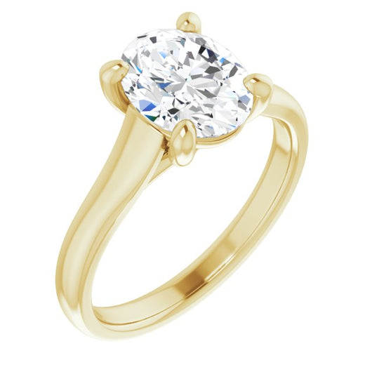 10K Yellow Gold Customizable Oval Cut Cathedral-Prong Solitaire with Decorative X Trellis