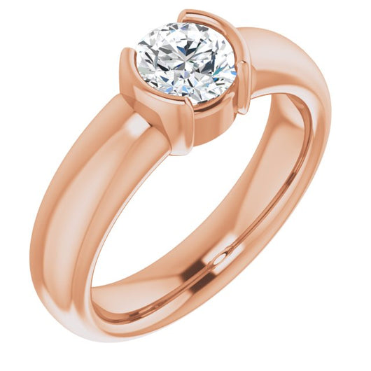 10K Rose Gold Customizable Bezel-set Round Cut Solitaire with Thick Band