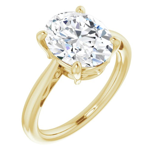 10K Yellow Gold Customizable Oval Cut Solitaire with 'Incomplete' Decorations