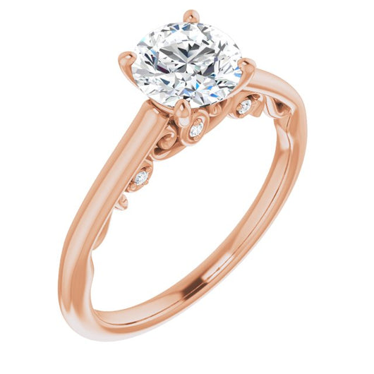 10K Rose Gold Customizable Cathedral-set Round Cut Style featuring Peekaboo Trellis Hidden Stones