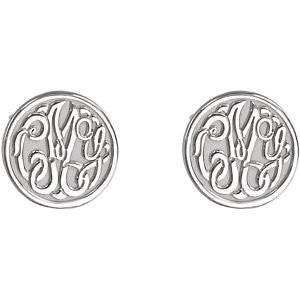 Cubic Zirconia Earrings- 10mm 3-Letter Script Monogram