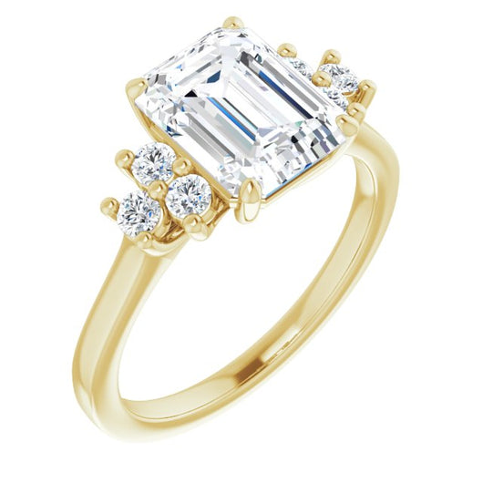 10K Yellow Gold Customizable Emerald/Radiant Cut 7-stone Prong-Set Design