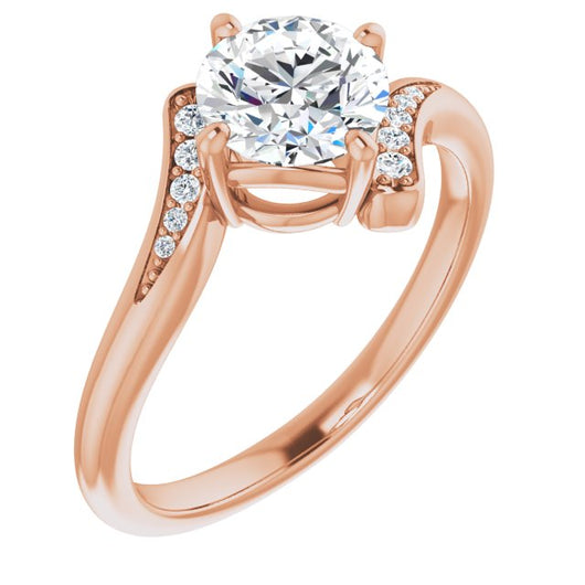 10K Rose Gold Customizable 11-stone Round Cut Design with Bypass Channel Accents