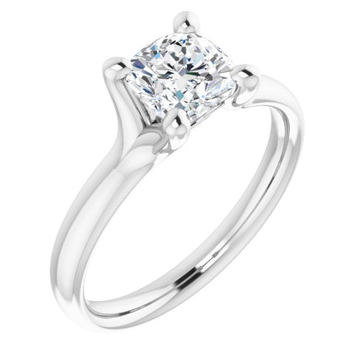 10K White Gold Customizable Cushion Cut Fabulous Solitaire