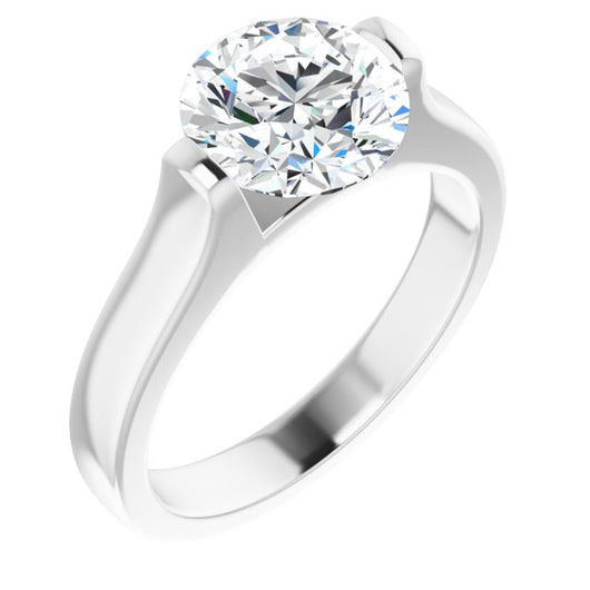 10K White Gold Customizable Bar-set Round Cut Solitaire