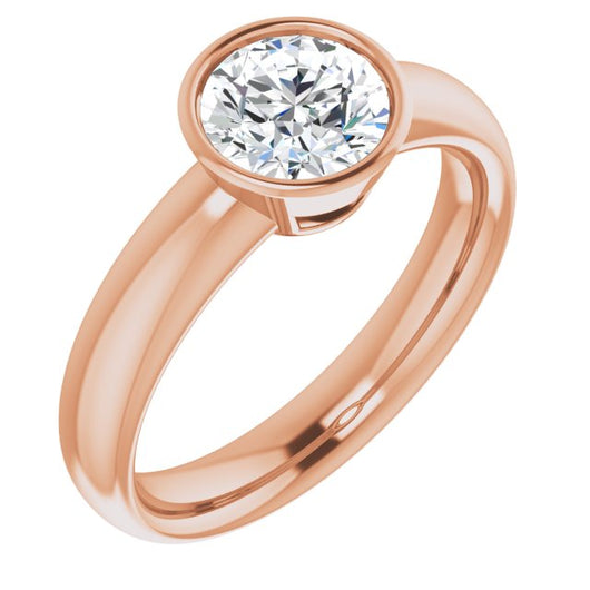 10K Rose Gold Customizable Bezel-set Round Cut Solitaire with Wide Band