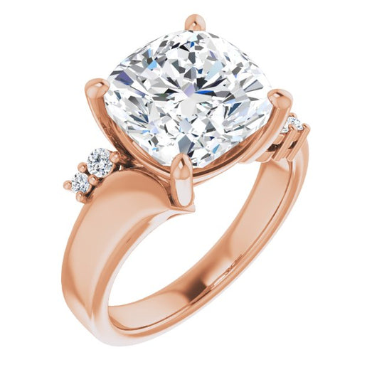 10K Rose Gold Customizable 5-stone Cushion Cut Style featuring Artisan Bypass