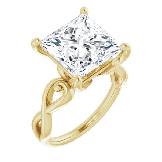 10K Yellow Gold Customizable Princess/Square Cut Solitaire Design with Tapered Infinity-symbol Split-band