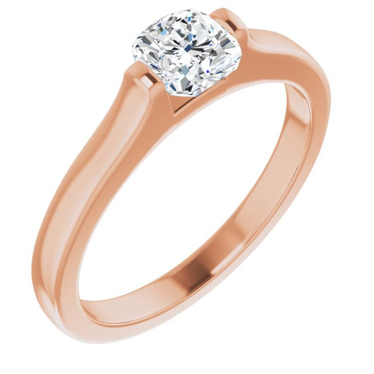 10K Rose Gold Customizable Bar-set Cushion Cut Solitaire