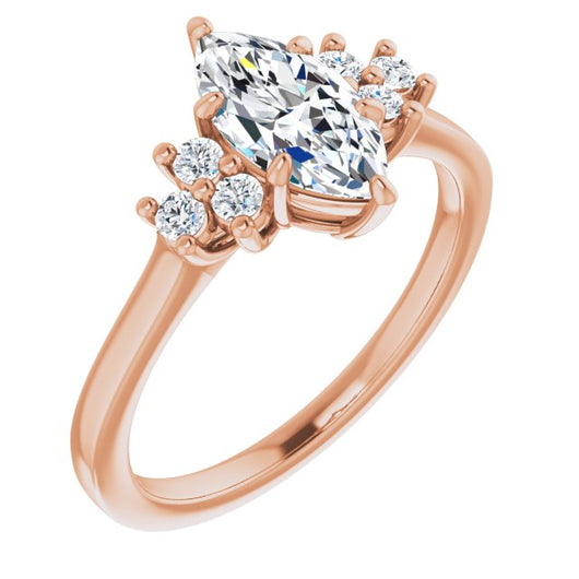 10K Rose Gold Customizable Marquise Cut 7-stone Prong-Set Design