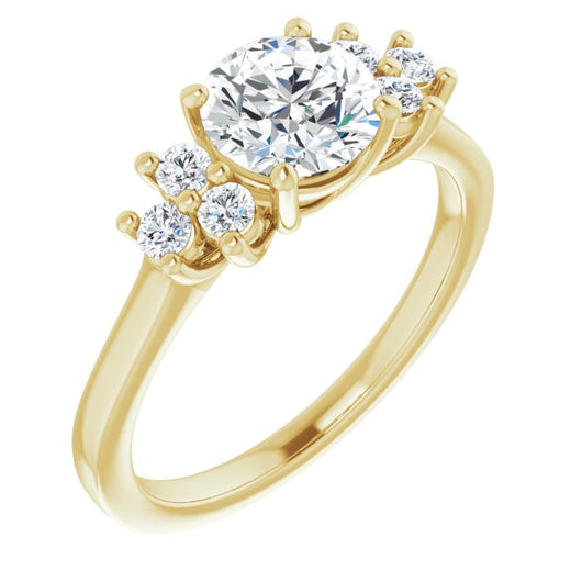 10K Yellow Gold Customizable Round Cut 7-stone Prong-Set Design