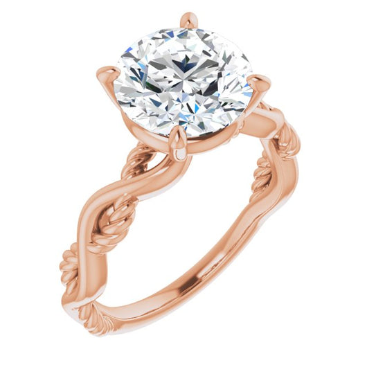 14K Rose Gold Customizable Round Cut Solitaire with Twisting Split Band