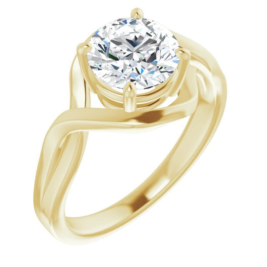 10K Yellow Gold Customizable Round Cut Hurricane-inspired Bypass Solitaire