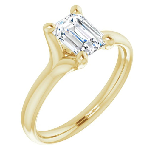 10K Yellow Gold Customizable Emerald/Radiant Cut Fabulous Solitaire