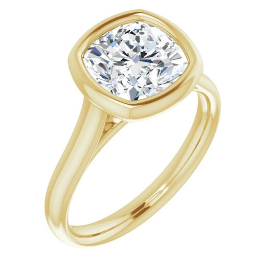 10K Yellow Gold Customizable Cathedral-Bezel Cushion Cut Solitaire