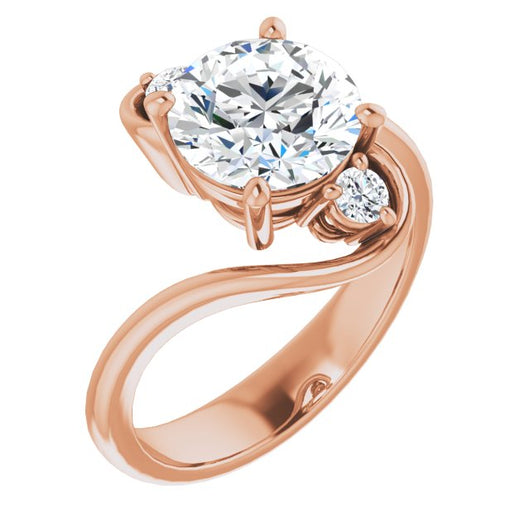 18K Rose Gold Customizable 3-stone Round Cut Setting featuring Artisan Bypass