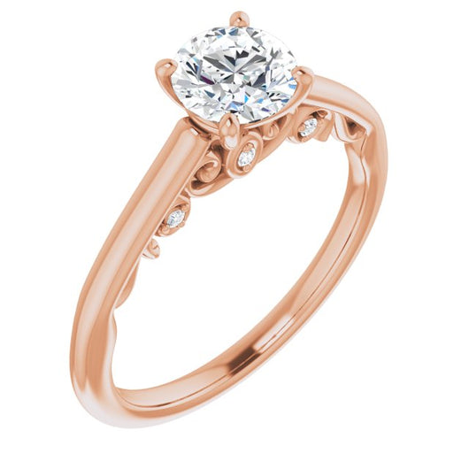 10K Rose Gold Customizable Cathedral-set Round Cut Style featuring Peekaboo Trellis Hidden Stones