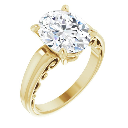 10K Yellow Gold Customizable Oval Cut Solitaire