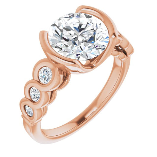 10K Rose Gold Customizable 7-stone Round Cut Design with Interlocking Infinity Band