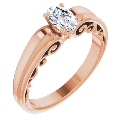 10K Rose Gold Customizable Oval Cut Solitaire