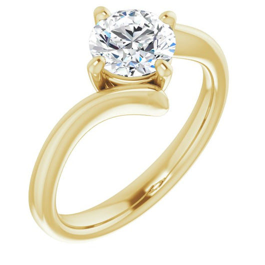 10K Yellow Gold Customizable Round Cut Solitaire with Thin, Bypass-style Band