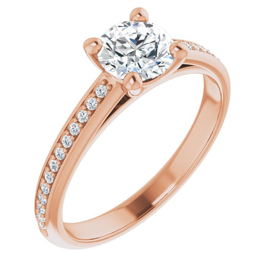 10K Rose Gold Customizable Cathedral-set Round Cut Style with Shared Prong Band