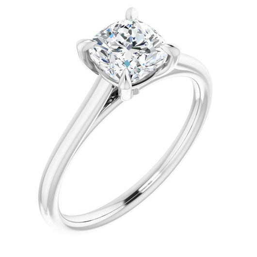 10K White Gold Customizable Classic Cathedral Cushion Cut Solitaire