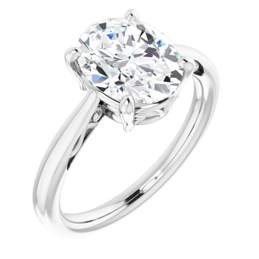 10K White Gold Customizable Oval Cut Solitaire with 'Incomplete' Decorations