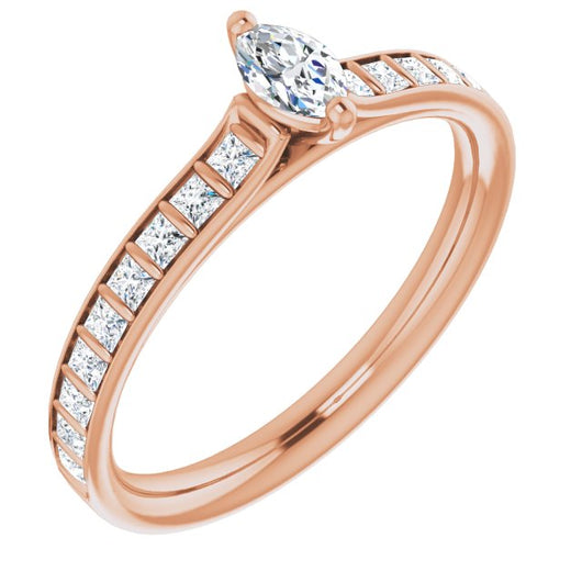 10K Rose Gold Customizable Marquise Cut Style with Princess Channel Bar Setting