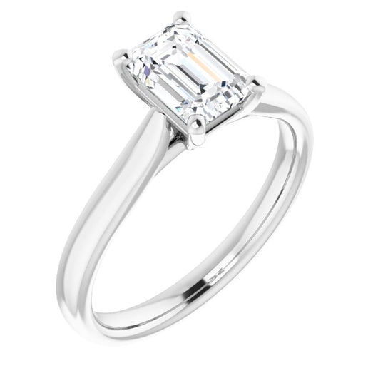 10K White Gold Customizable Cathedral-Prong Emerald/Radiant Cut Solitaire